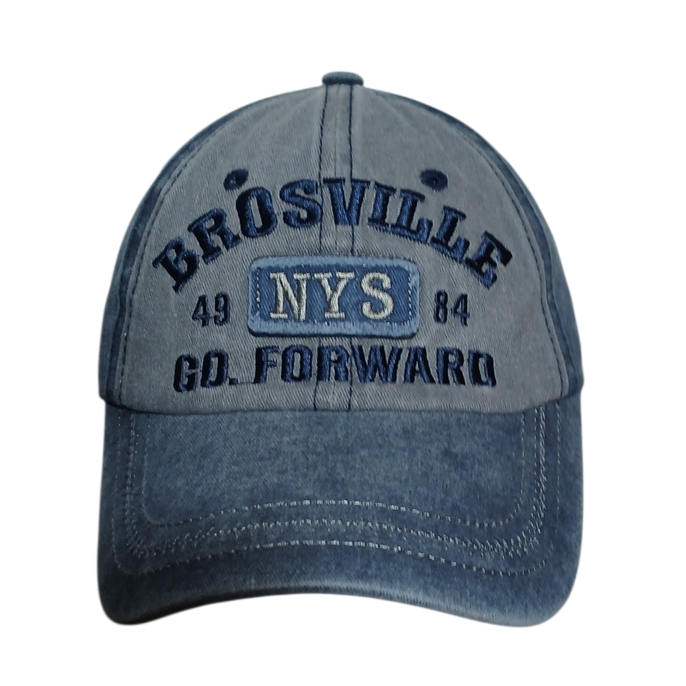 The Brosville 49 N Y S 84 Go Forward Distressed Strapback Grey/Blue